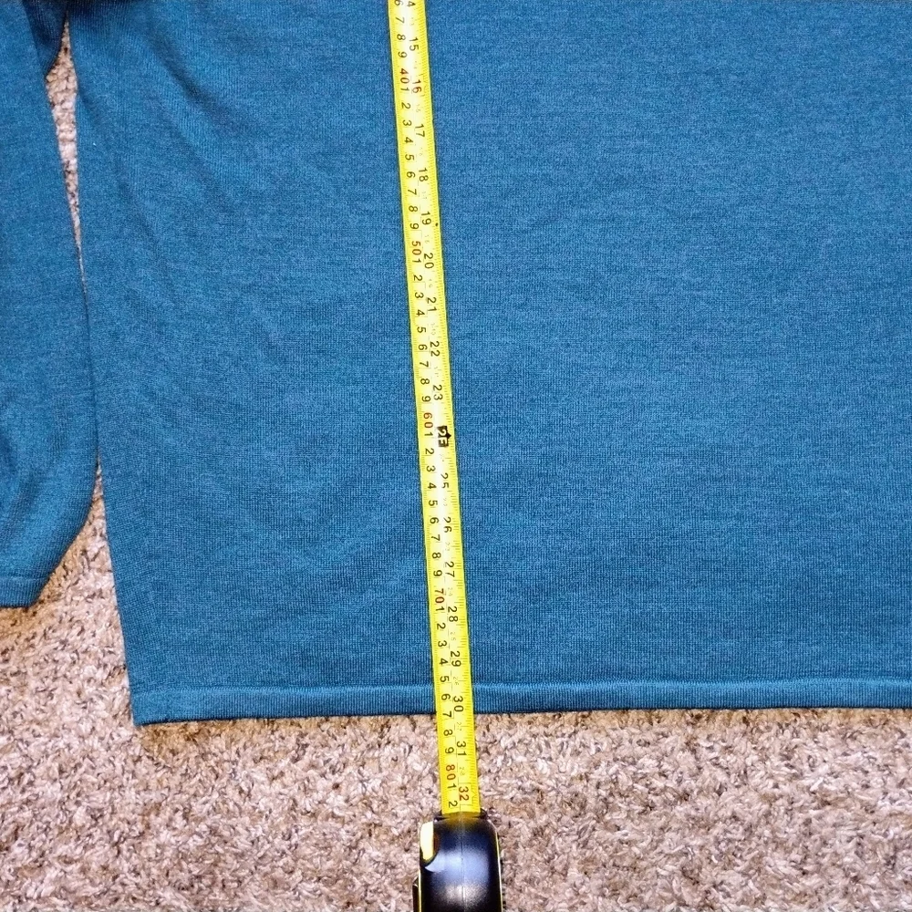 NEW Artefact teal pullover, size 2XL, 100% merino wool, mock neck zip